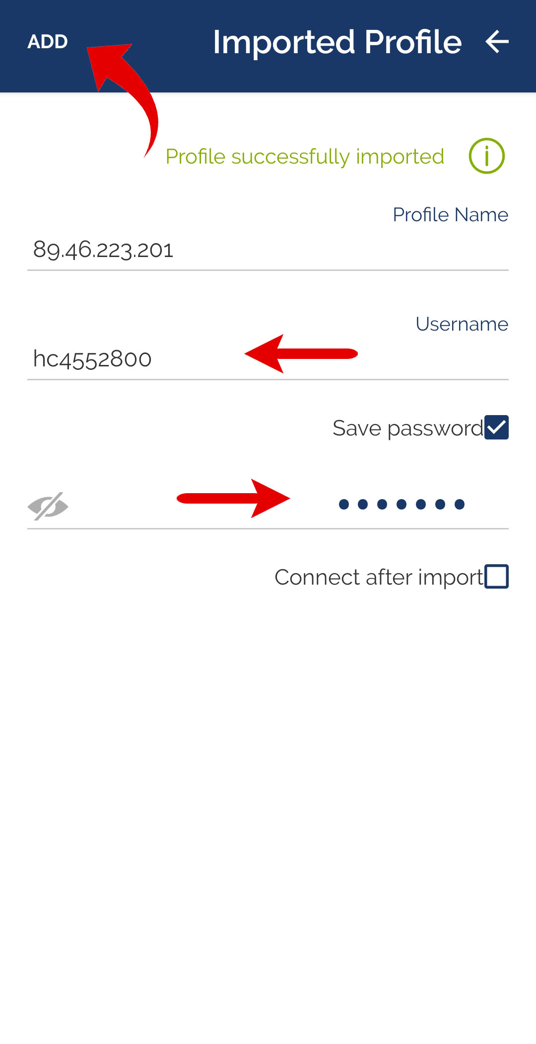 وارد کردن نام کاربری و رمز عبور در openVpn
